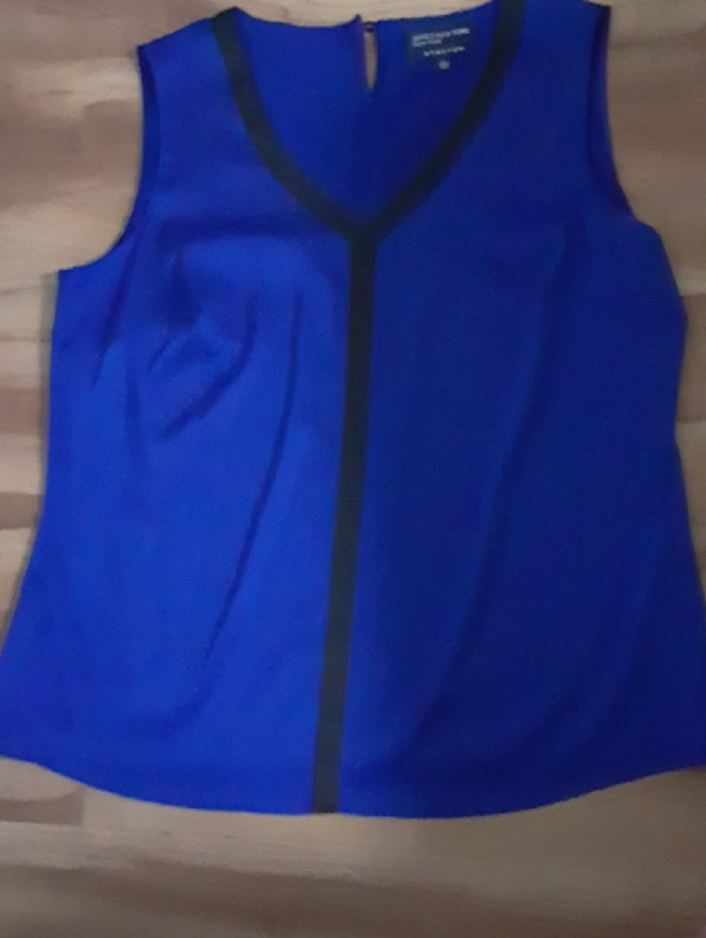Studio Works Royal Blue V-Neck Sleeveless Top with Black Trim